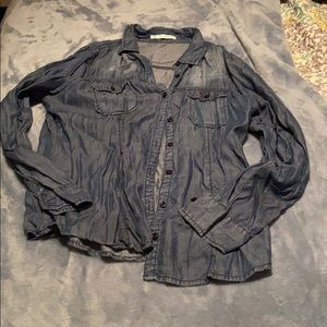 Light Denim Look Button Up